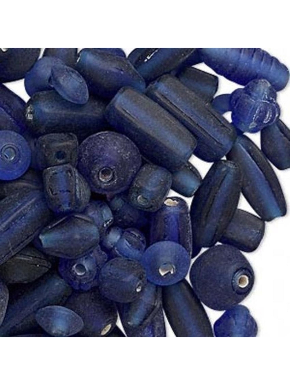 50g Bulk Handcrafted India Lampwork Glass Beads Mix Matte Cobalt Blue